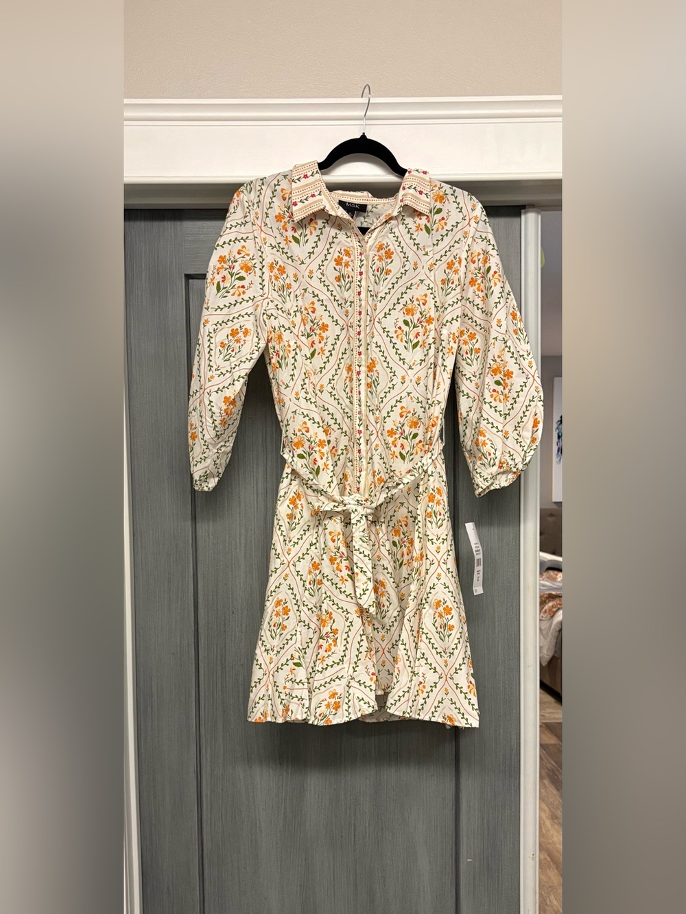 MSK Cream Mini Dress with Orange Floral Print